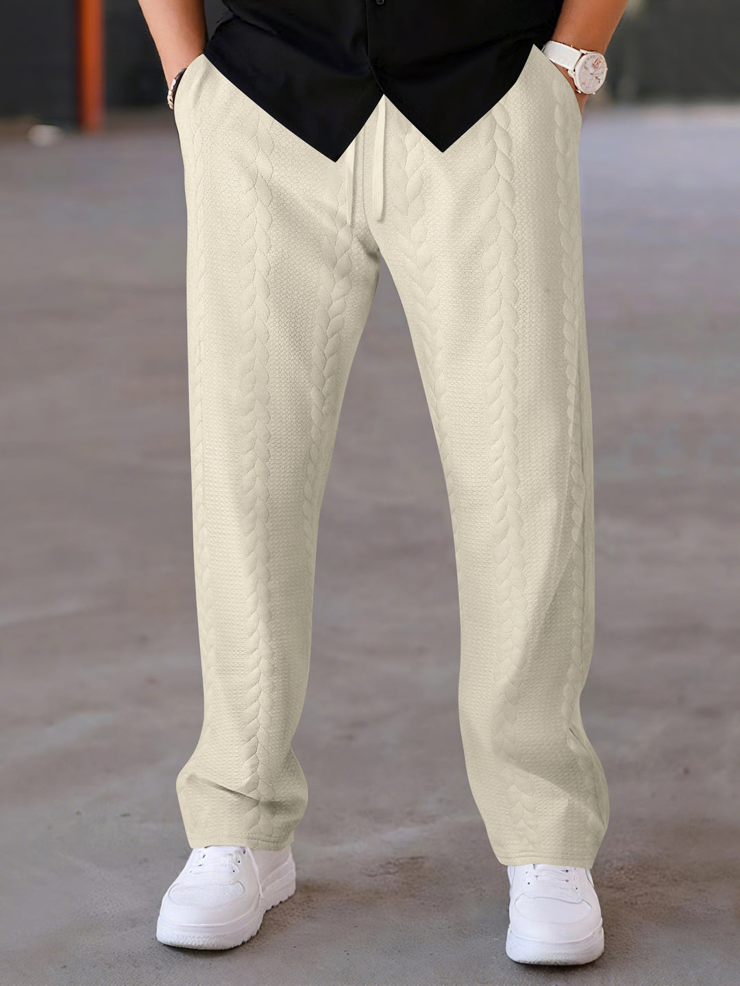 Herren Freizeit-Hose mit innovativem Textilmuster und elastischem Bund Aliams