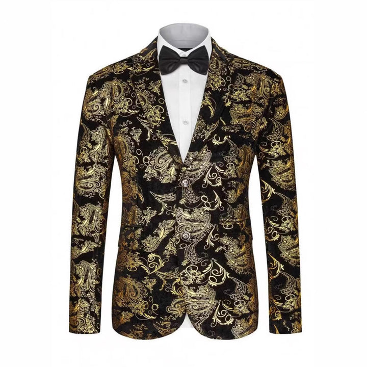 Herren Glamouröser Paillettenblazer mit floralem Muster und satiniertem Finish Aliams