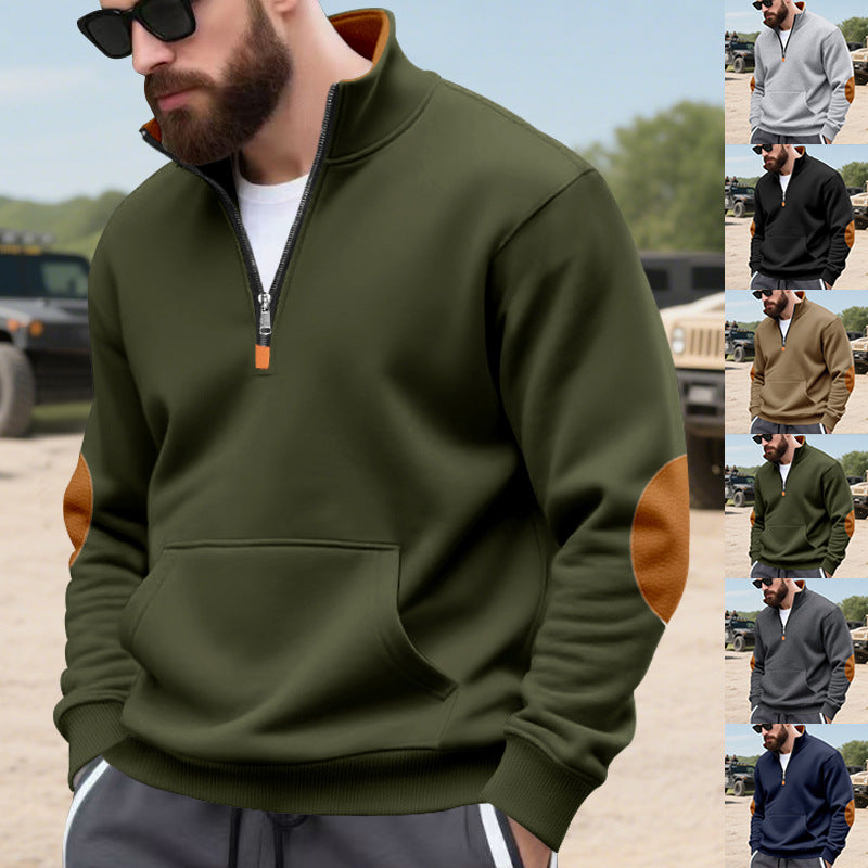 Herren hochabschließender Pullover mit praktischem Reißverschluss und Kapuzenfunktion Aliams