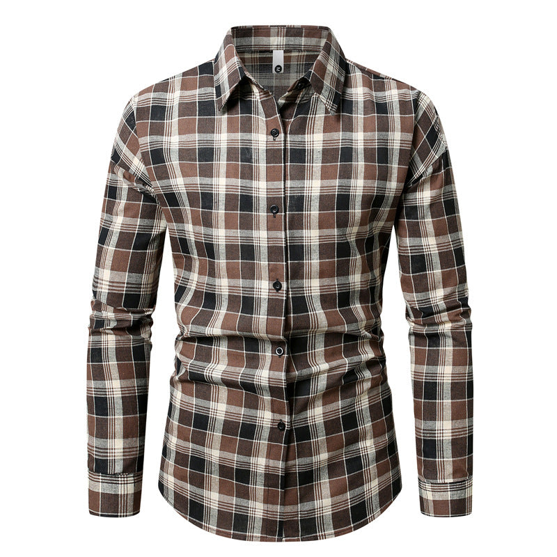 Herren kariertes Langarmhemd im modernen Schnitt Aliams