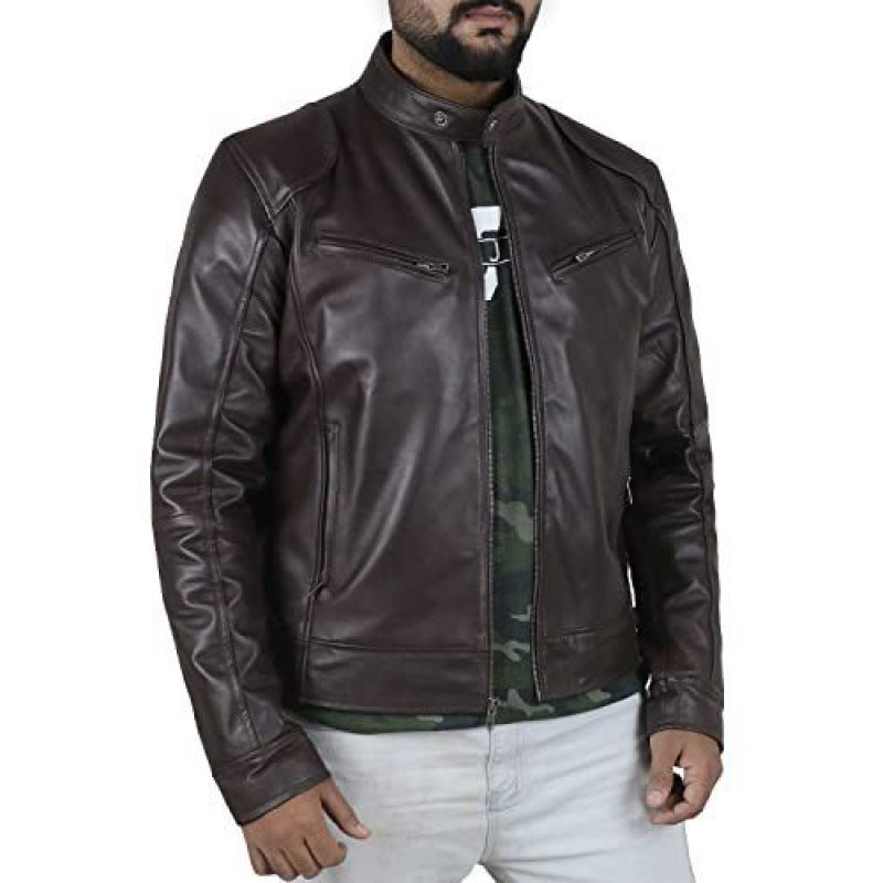 Herren hochwertige Biker-Lederjacke Aliams