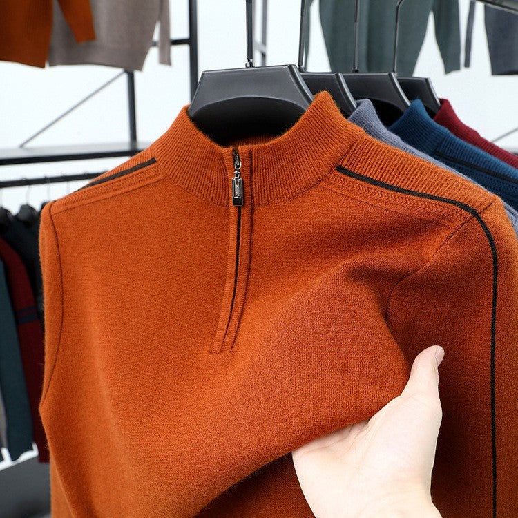 Herren Fleece-Pullover mit moderne Stehkragen und halbem Reißverschluss Aliams