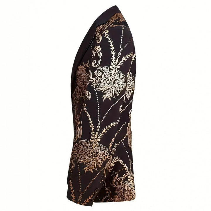 Herren Extravaganter Smoking-Blazer mit floralem Jacquard-Muster Aliams