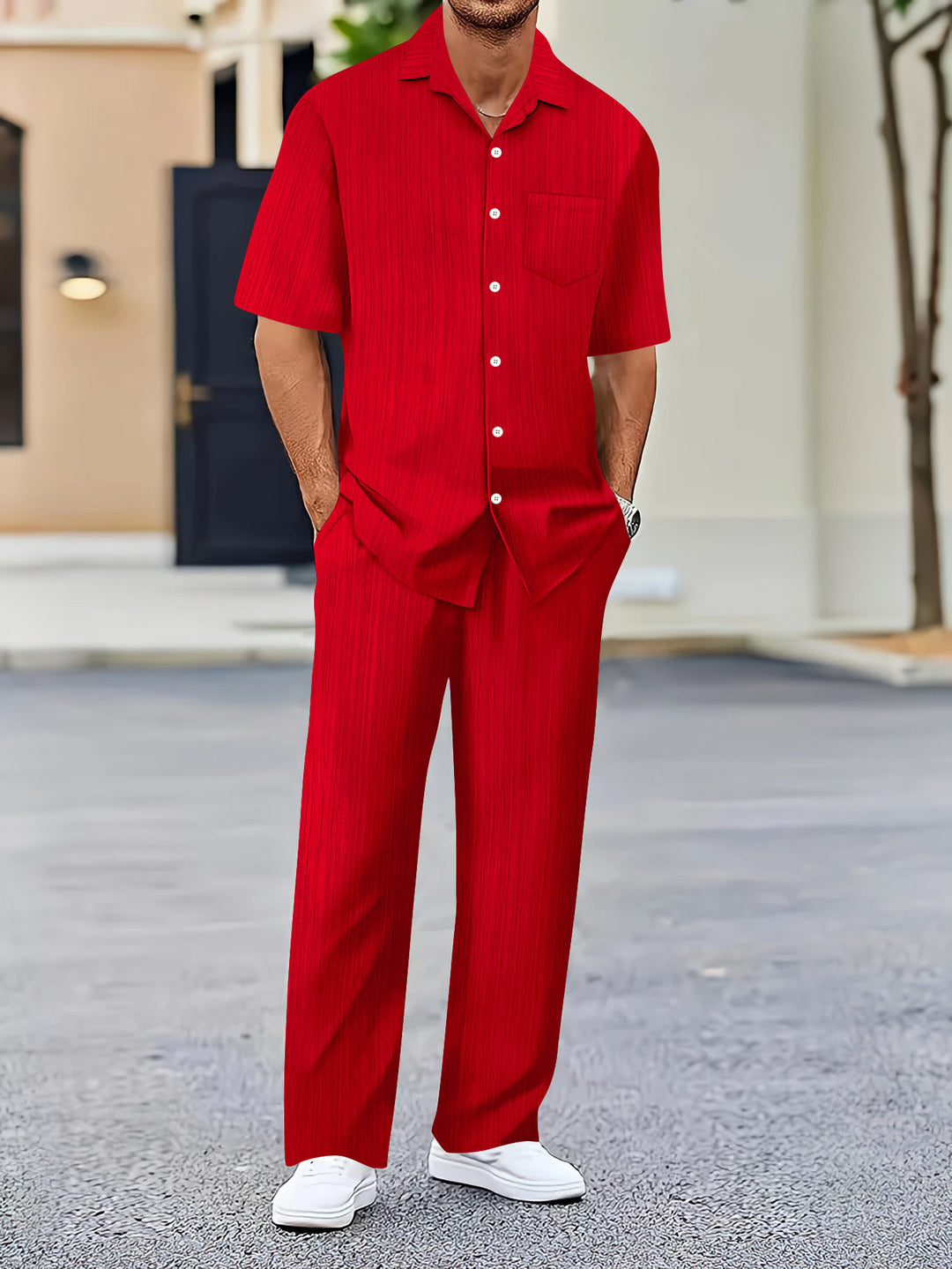 Herren Freizeitanzug mit eleganter Textur und praktischen Taschen Aliams