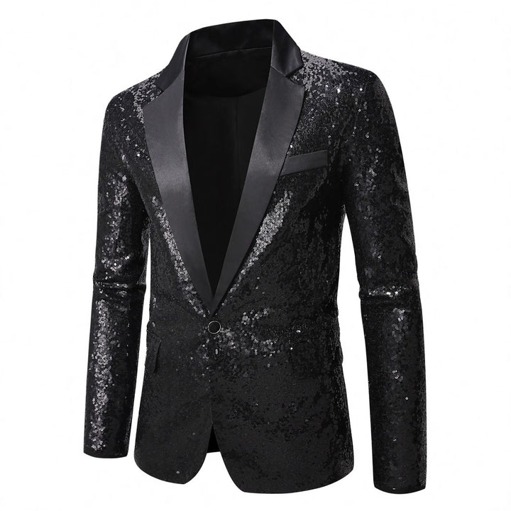 Herren festlicher Paillettenblazer mit elegantem Satinrevers Aliams