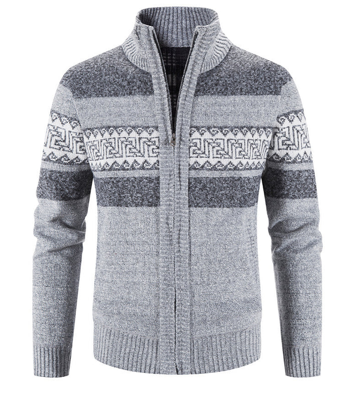 Herren gemütlicher Strickjacke mit Zip-Kragen Aliams