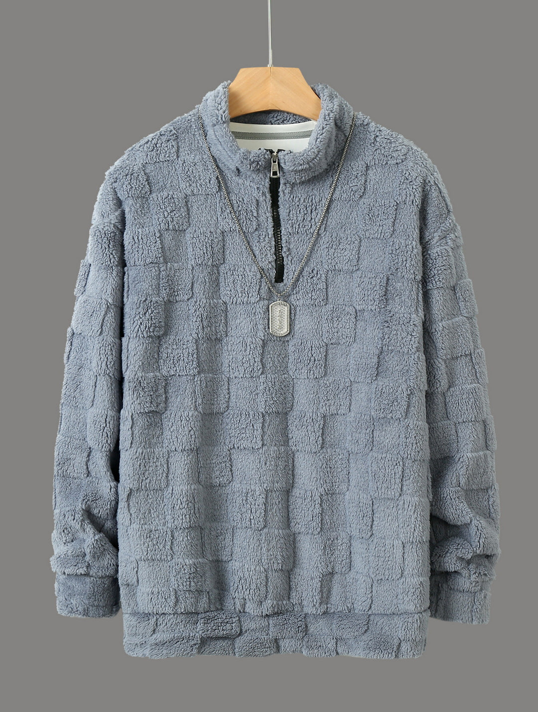 Herren Fleece-Pullover mit durchgehendem Reißverschluss und strukturiertem Design Aliams