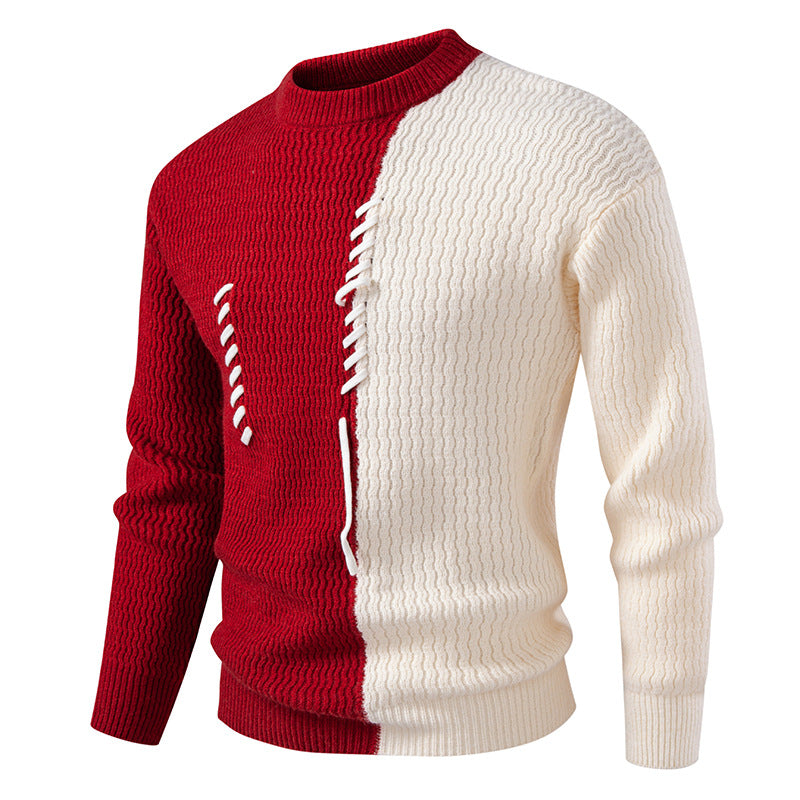 Herren Grobstrickpullover mit asymmetrischem Muster und dekorativem Detail Aliams