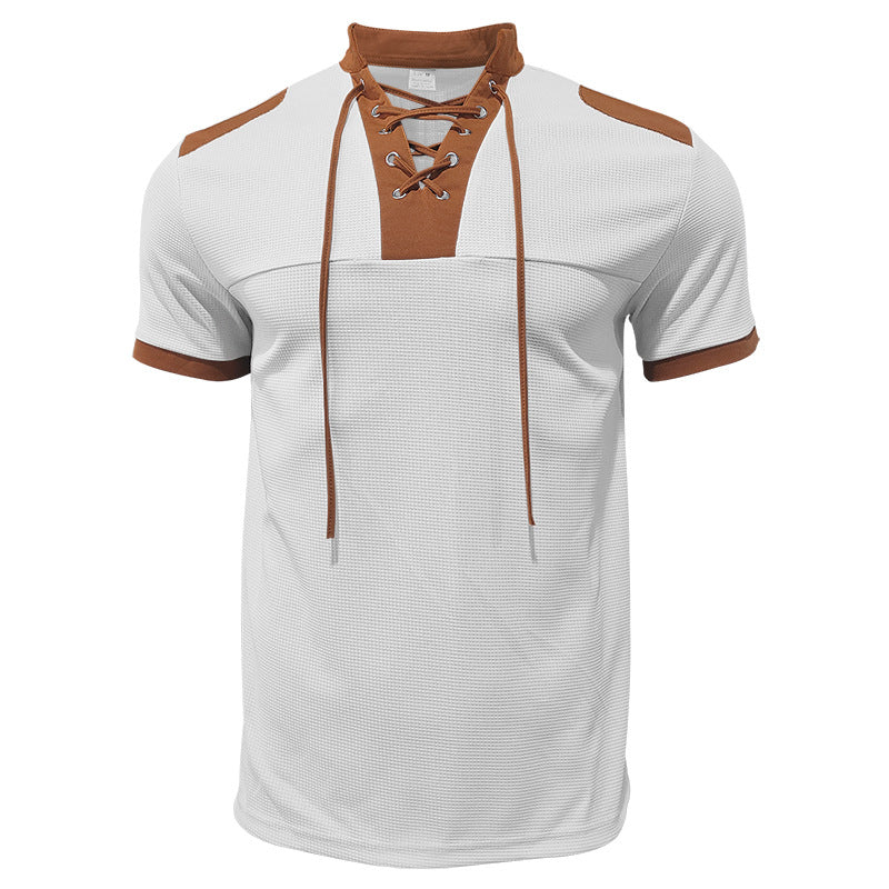 Herren sportliches Kurzarm-Shirt mit modischem Latz Aliams