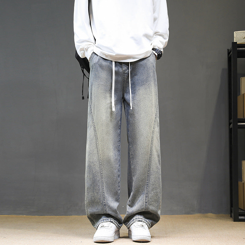 Herren Weitgeschnittene Jeanshose mit elastischem Bund und modernem Design Aliams