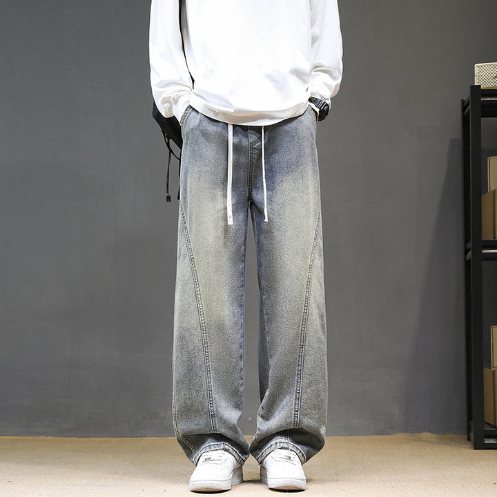 Herren Weitgeschnittene Jeanshose mit elastischem Bund und modernem Design Aliams