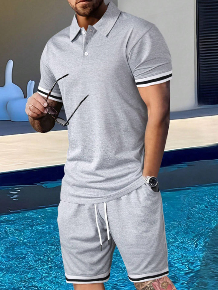 Herren sportliches Polo-Shirt und Shorts Set mit modernem Schnitt Aliams