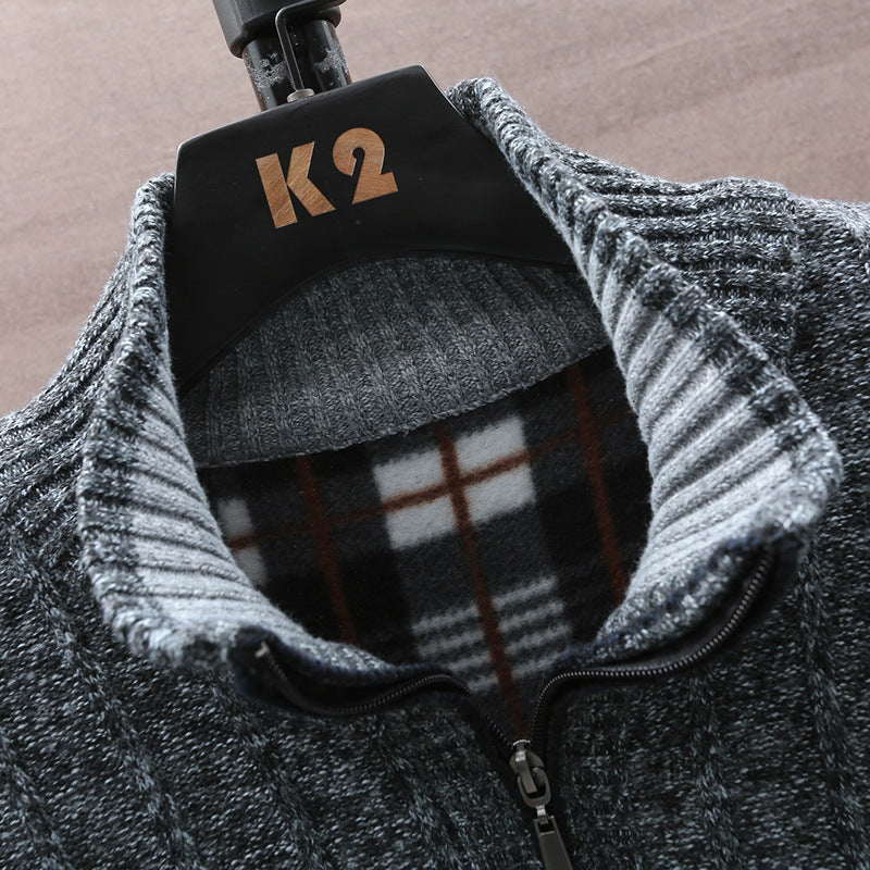 Herren Strickpullover mit Stehkragen und halbem Reißverschluss Aliams