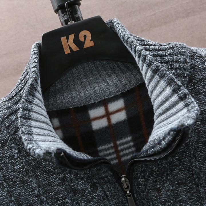 Herren Strickpullover mit Stehkragen und halbem Reißverschluss Aliams