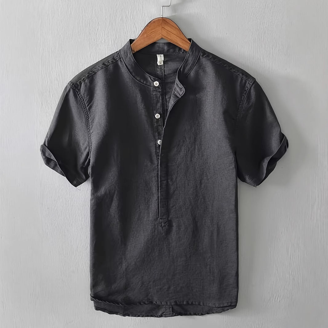 Herren Kurzarm-Hemd mit Stehkragen Aliams