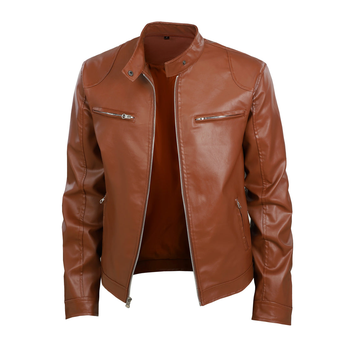 Herren Bikerjacke aus weichem, hochwertigem Leder mit modernem Schnitt und funktionalen Taschen Aliams