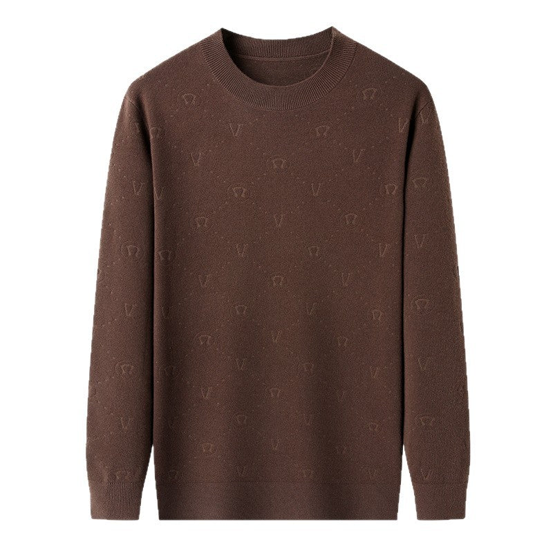 Herren eleganter Rundhalspullover mit strukturiertem Design Aliams