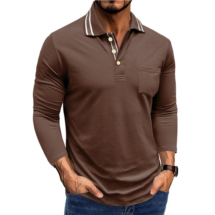Herren elegantes Langarm Polo-Shirt mit modischem Kragen Aliams
