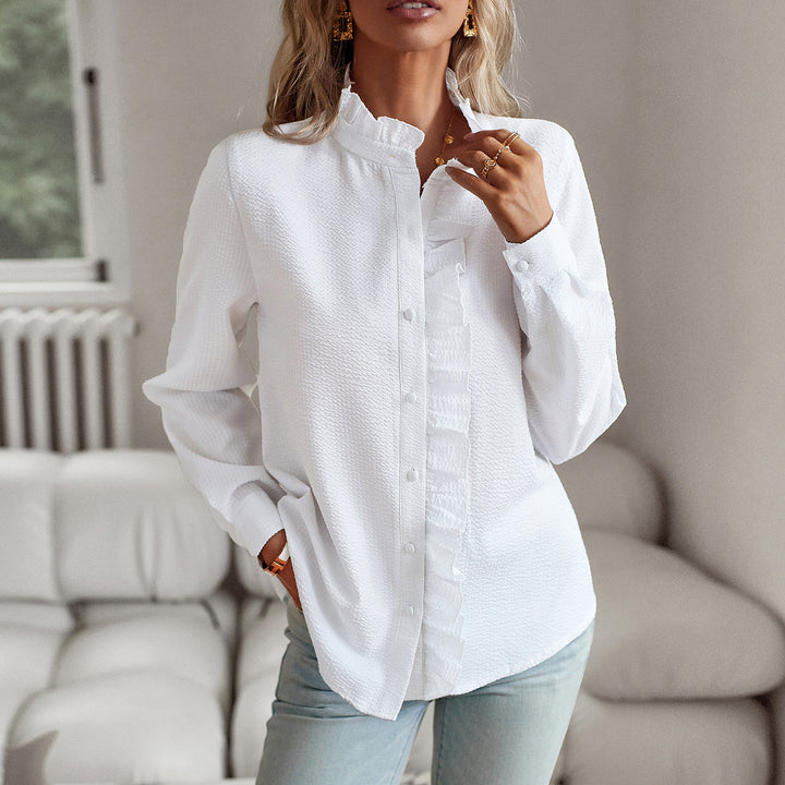 Damen Bluse mit Rüschendetails und feiner Struktur Aliams