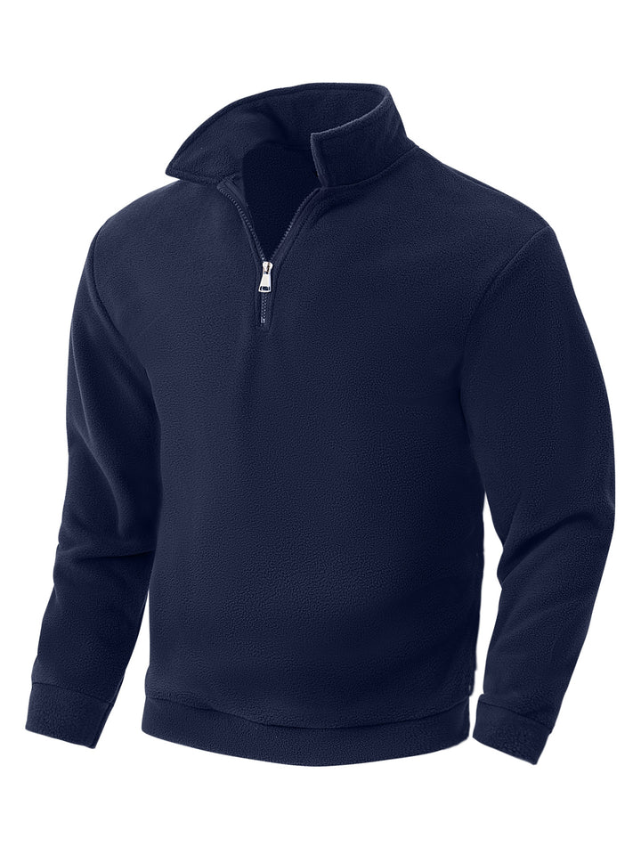 Herren Fleece-Pullover mit halbem Reißverschluss und hohem Kragen Aliams