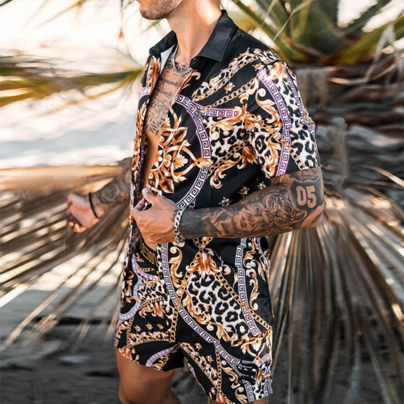 Herren Floral Gemusterte Lässige Sommer Set Aliams
