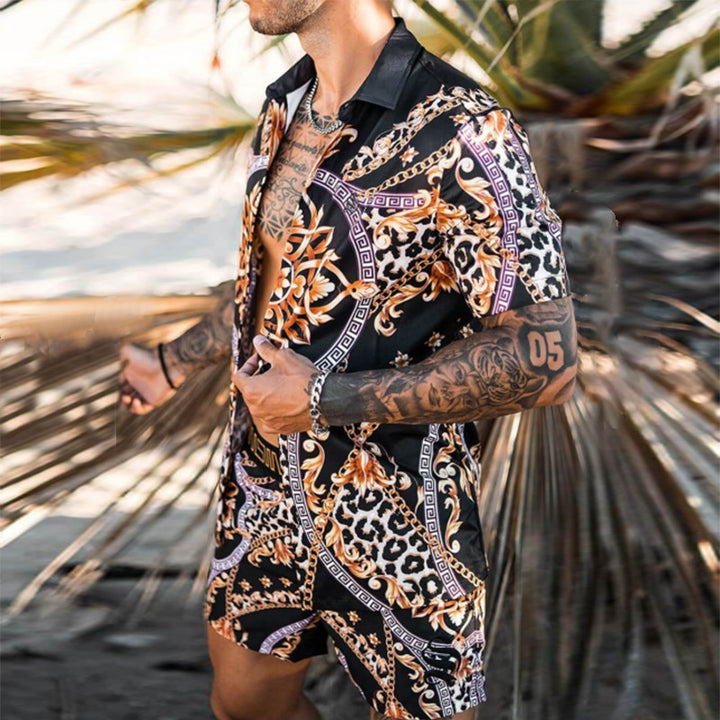 Herren Floral Gemusterte Lässige Sommer Set Aliams