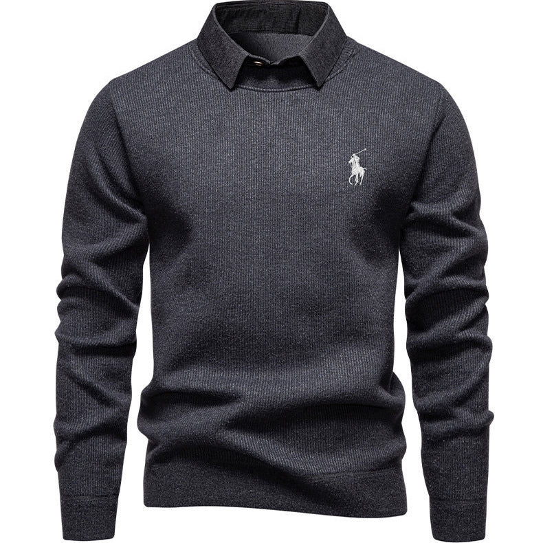 Herren klassischer Strickpullover mit Hemdkragen Aliams