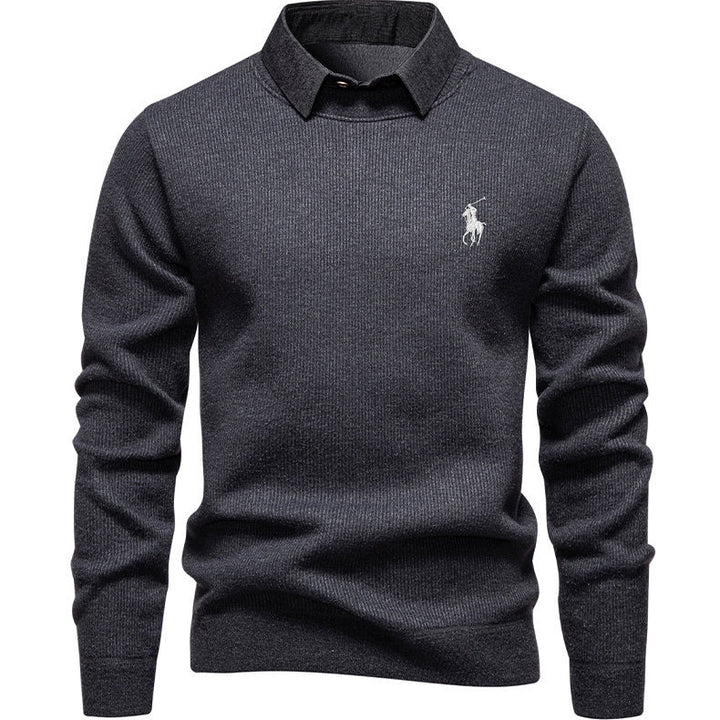 Herren klassischer Strickpullover mit Hemdkragen Aliams