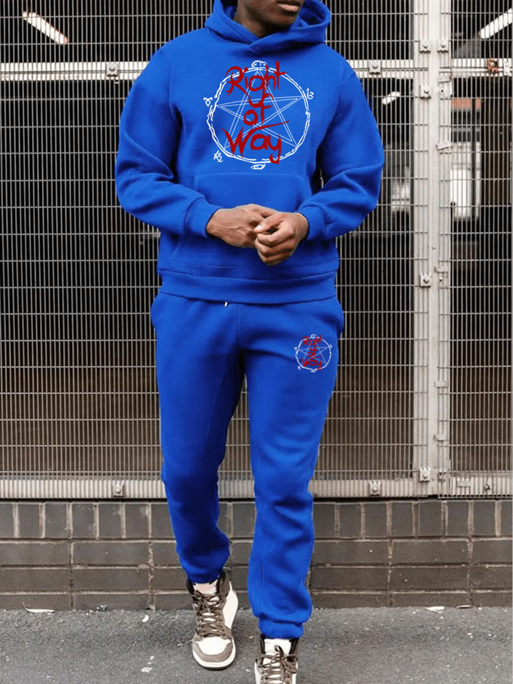 Herren Sportlicher Kapuzenpullover und Jogginghose Set mit einzigartigem Grafikdruck Aliams