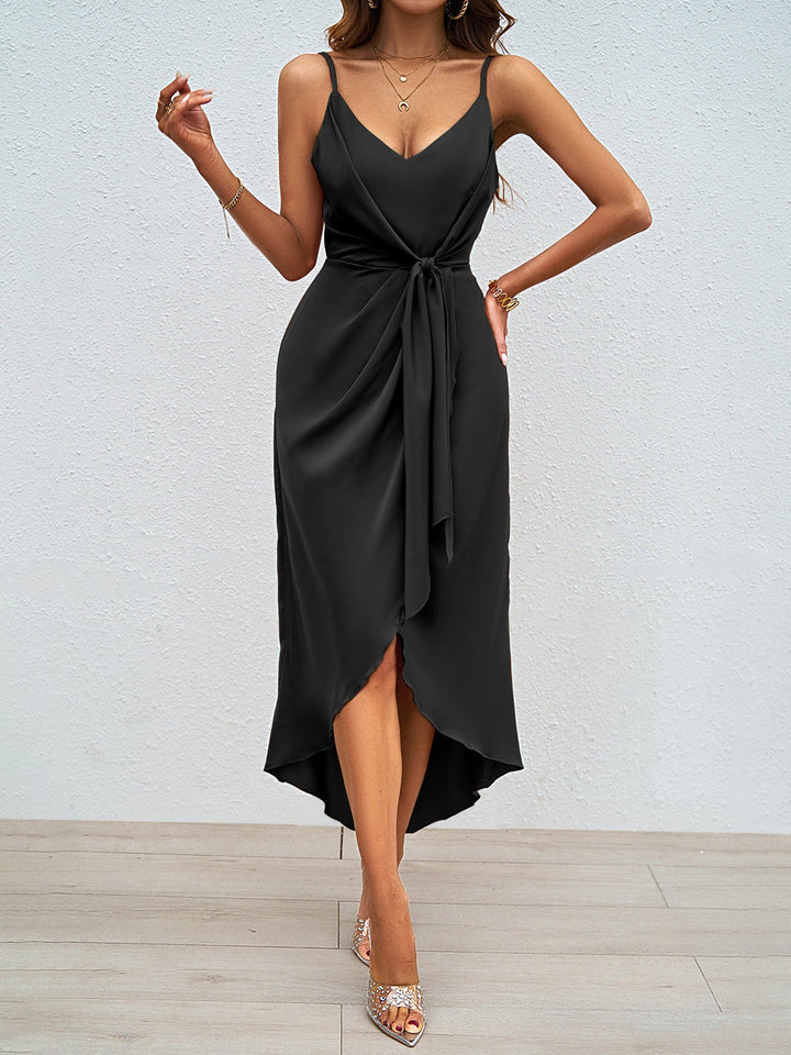 Damen Wickelkleid mit Elegantem V-Ausschnitt und Verspieltem Schlitz Aliams