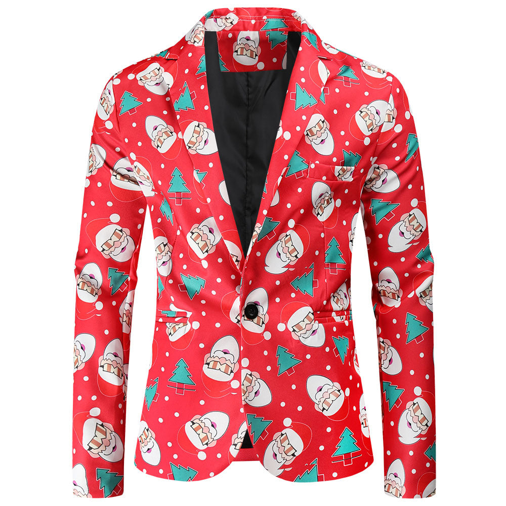 Herren festlicher Blazer mit fröhlichem Weihnachtsdesign Aliams