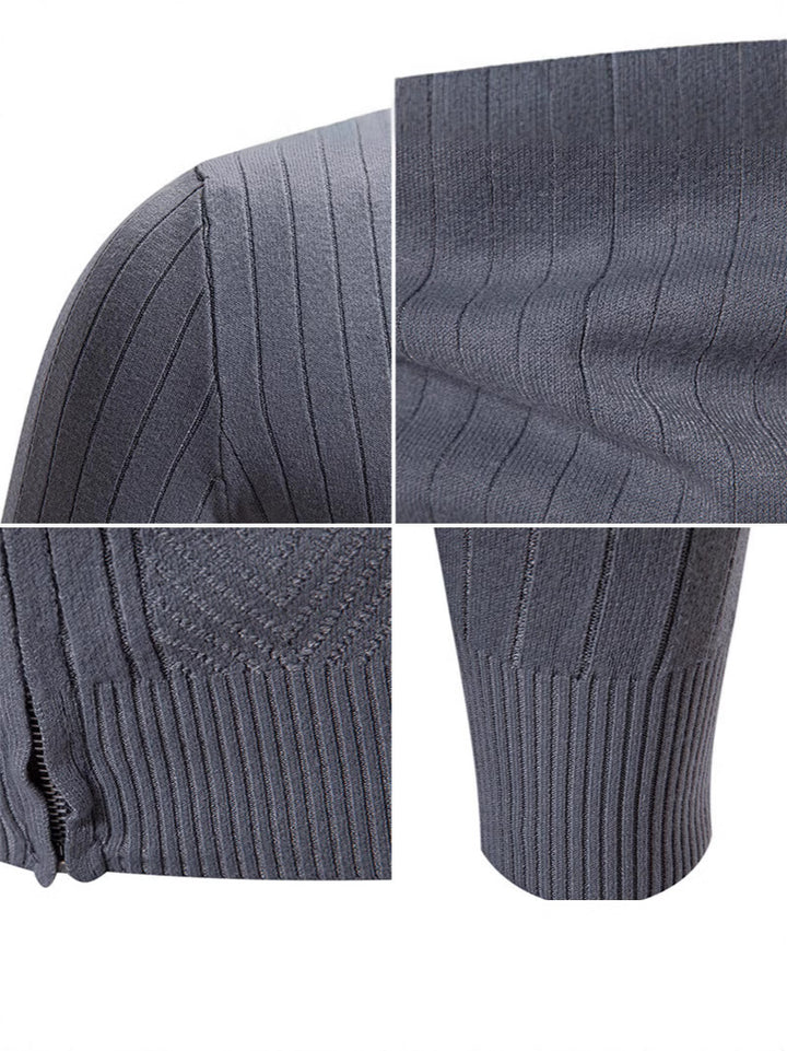 Herren Strickpullover mit hochschließendem Reißverschluss und feinem Rippdesign Aliams