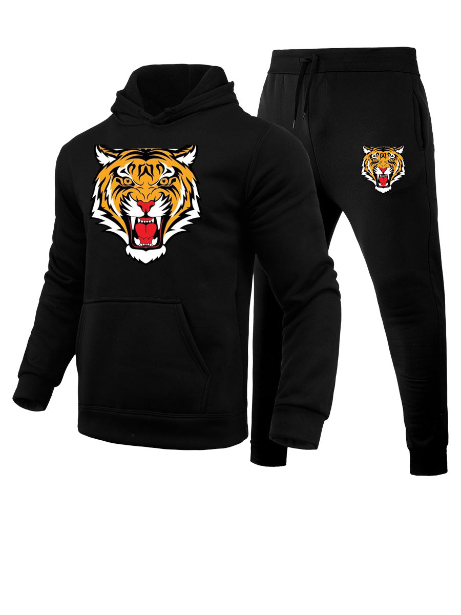 Herren Sportliches Hoodie und Jogginghose Set mit Tiger-Motiv Aliams