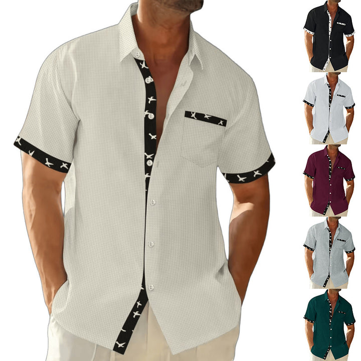 Herren Kurzarm-Hemd mit modischem Kragen und einzigartigem Muster Aliams