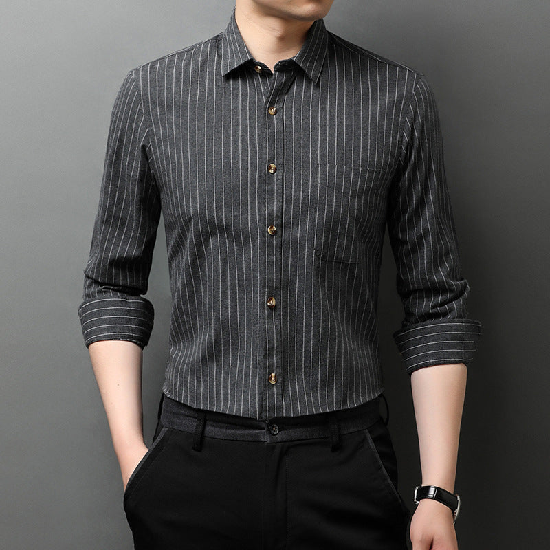 Herren elegantes langärmliges Hemd mit feinem Streifenmuster Aliams