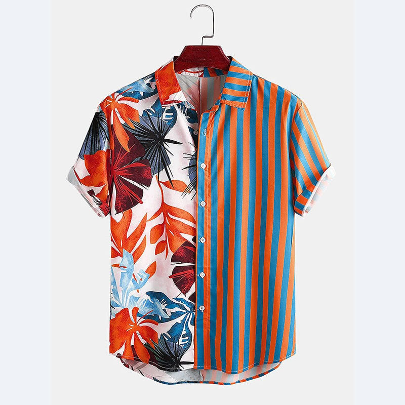 Herren Kurzarmhemd mit buntem Muster und Sommerdesign Aliams