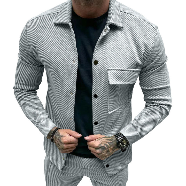 Herren Freizeitjacke mit gestreiftem Design und praktischen Taschen Aliams