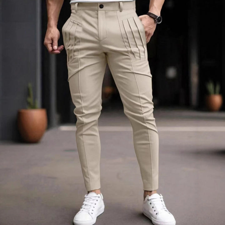 Herren stylische Slim-Fit Anzughose mit plissiertem Design Aliams