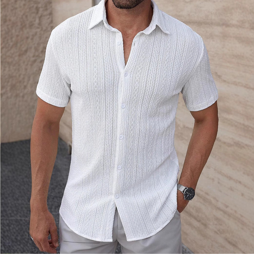 Herren Kurzarm-Hemd mit strukturiertem Muster Aliams