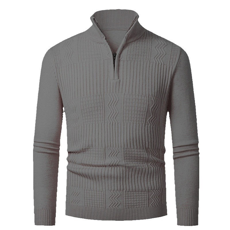 Herren Strickpullover mit modernem Reißverschluss und strukturierter Oberfläche Aliams