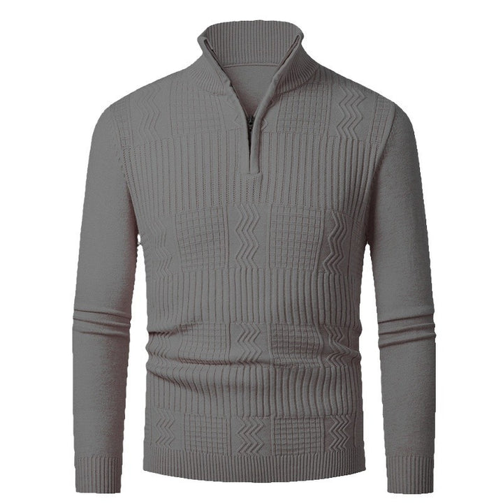 Herren Strickpullover mit modernem Reißverschluss und strukturierter Oberfläche Aliams