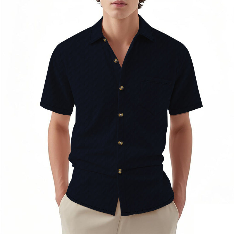 Herren Kurzarm-Hemd mit strukturiertem Design und eleganten Knopfdetails Aliams