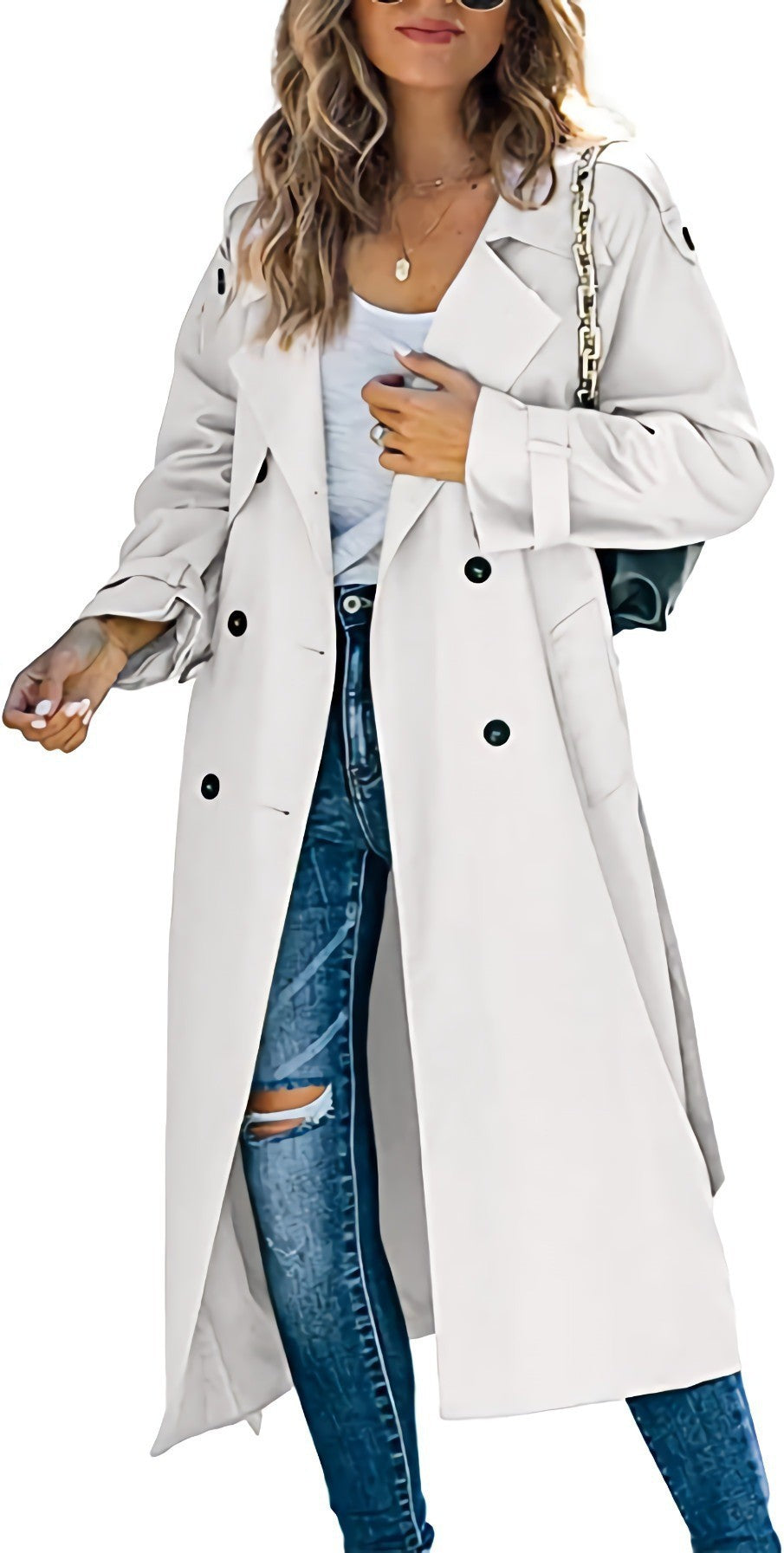 Damen Eleganter Trenchcoat im Oversize-Stil mit Taillengürtel Aliams