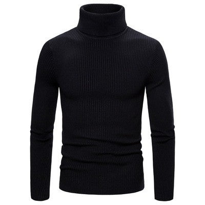 Herren Ripp-Strickpullover mit hohem Kragen und körpernahem Schnitt Aliams
