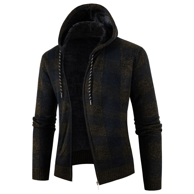 Herren gemütliche Kapuzenjacke mit kariertem Design Aliams