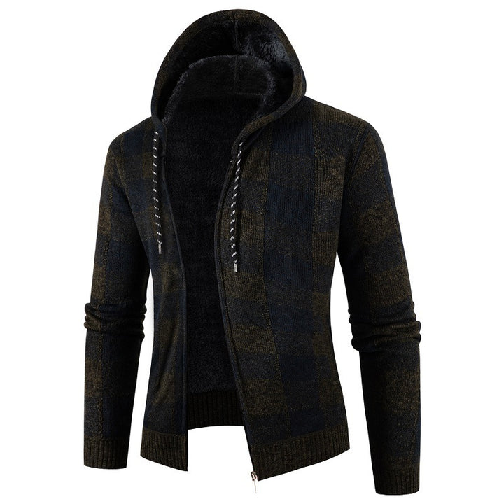 Herren gemütliche Kapuzenjacke mit kariertem Design Aliams