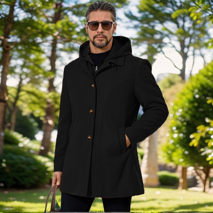 Herren elegante Übergangsjacke mit Kapuze und ausgestellten Abnähern Aliams