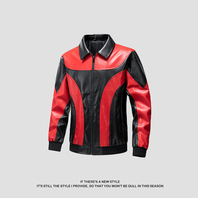 Herren Kunstlederjacke im modernen Design mit kontrastierenden Akzenten Aliams