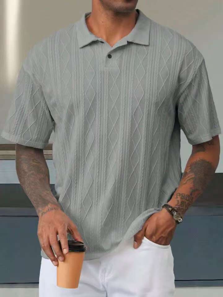 Herren Kurzarm Poloshirt mit strukturiertem Muster und modischem Kragen Aliams