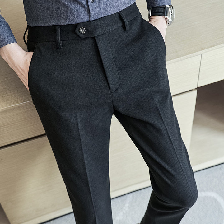 Herren schicke Anzughose mit schmalem Schnitt und feiner Struktur Aliams